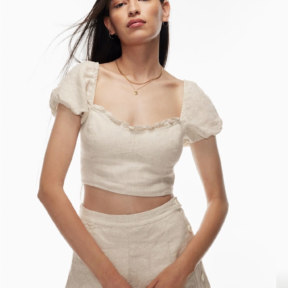 Wilfred Floral Puff Sleeve Blouse cropped
